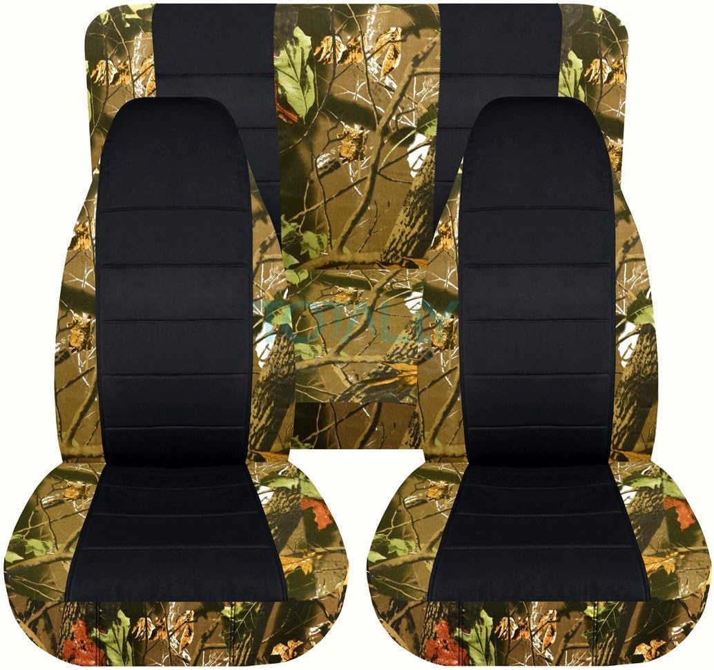 Camo & Black Seat Covers Full Set Front Rear 2-Door D271