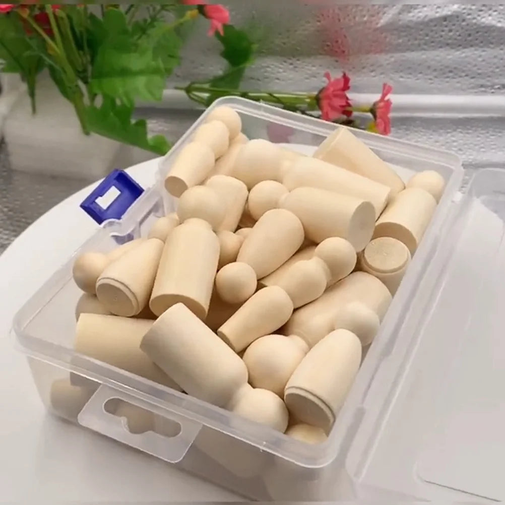 80 Pcs Blank Wooden Peg People Figures J421643