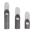 Rustic Modern Raw Iron Pillar Candle Holder Set 3 Cylinder Hurricane P500720