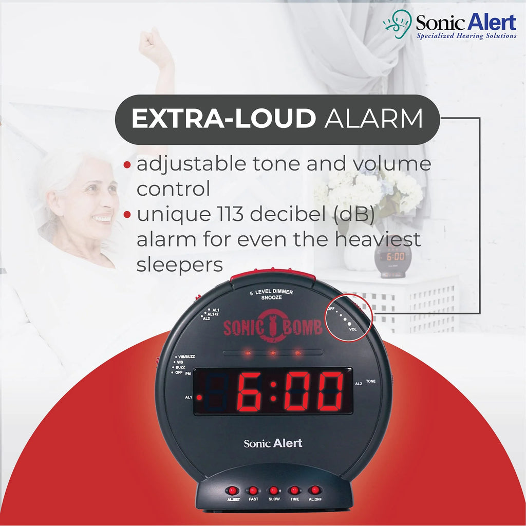 Black Dual Extra Loud Alarm Clock with Bed Shaker Y6038
