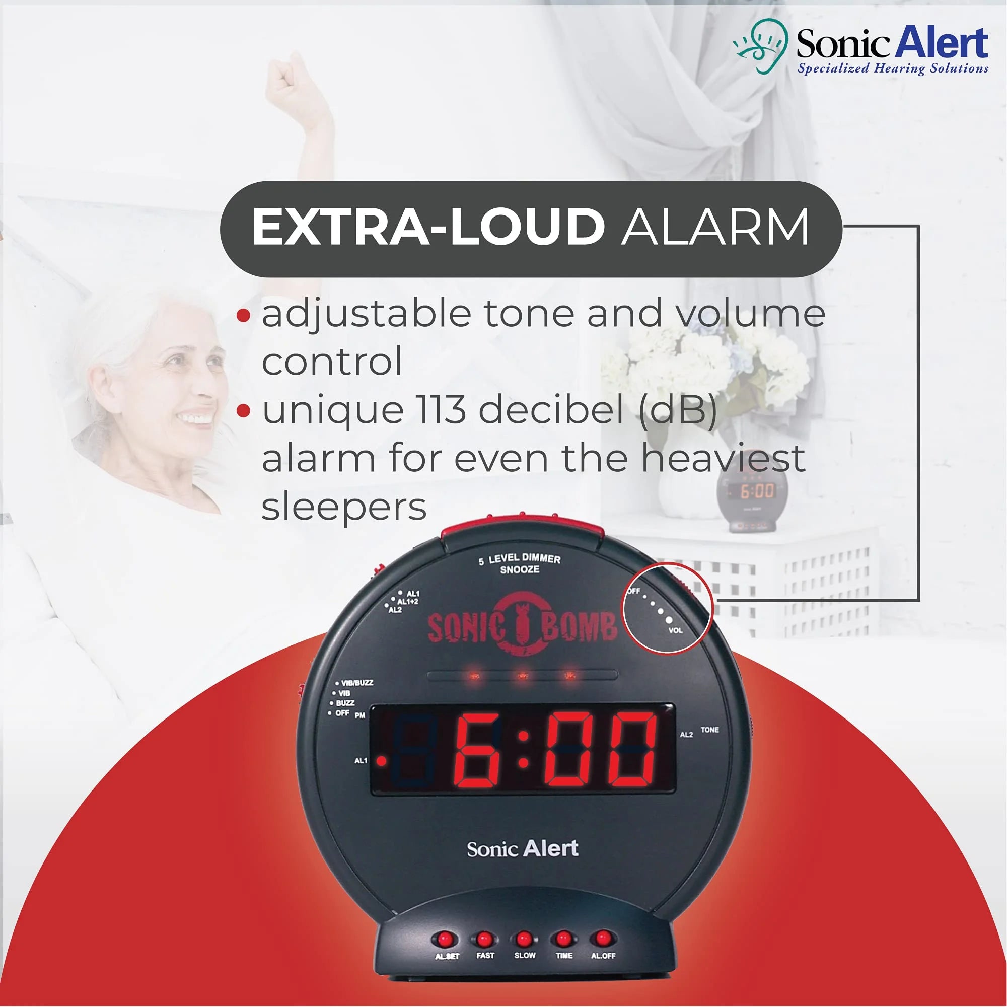 Black Dual Extra Loud Alarm Clock with Bed Shaker Y6038