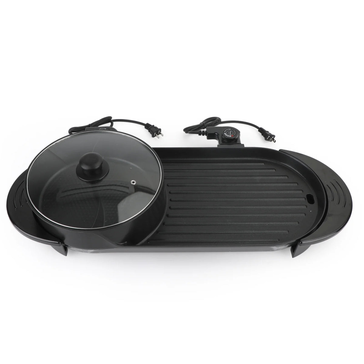 2 in 1 Portable Electric Hot Pot Barbecue Grill Non-Stick Pan K8234