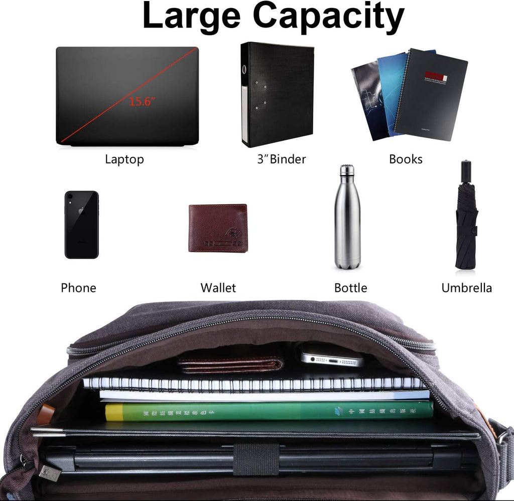Water-resistance Canvas Shoulder Bag 15.6 Inch Laptop B714681