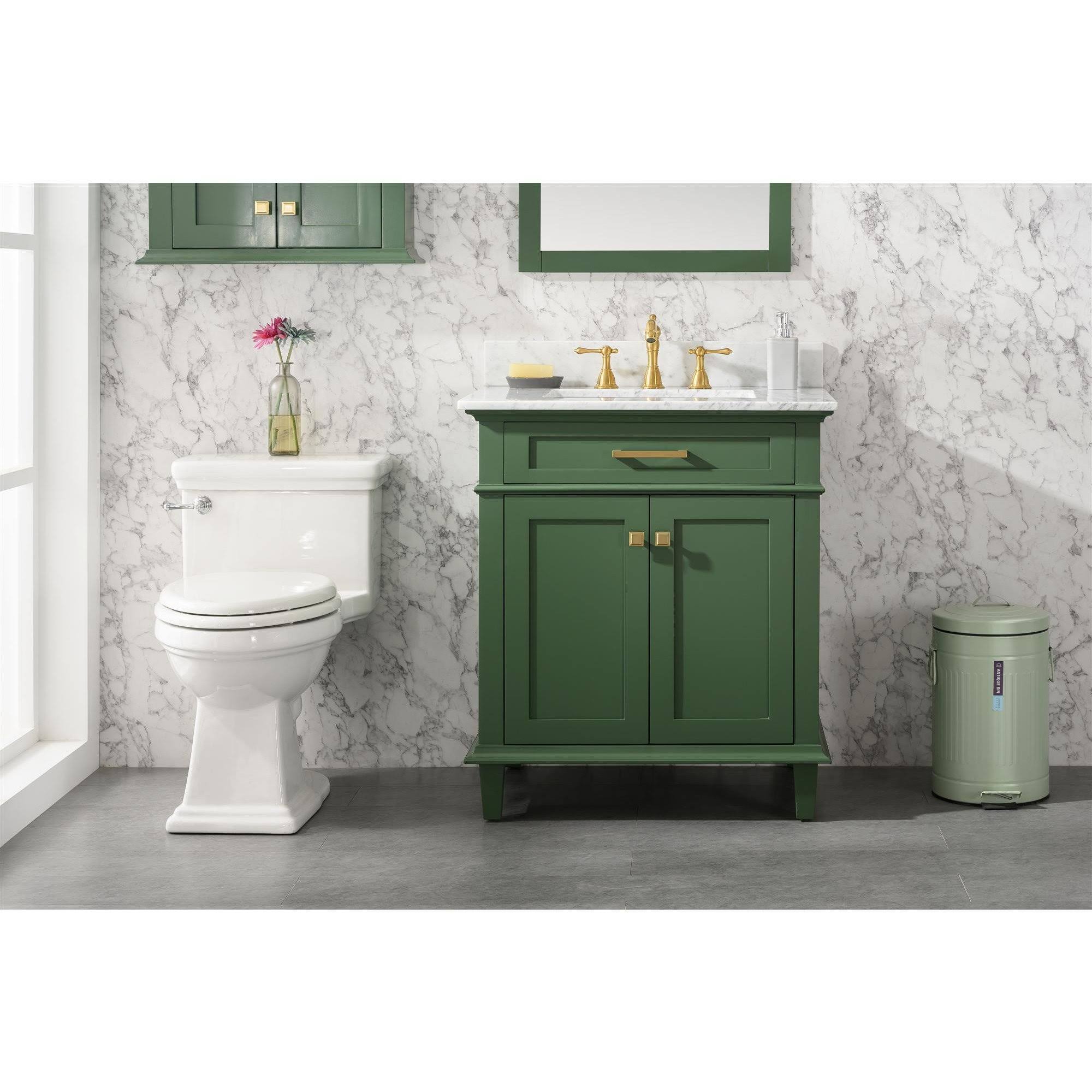 30x22 Green Finish Sink Vanity Cabinet with White Top I301514