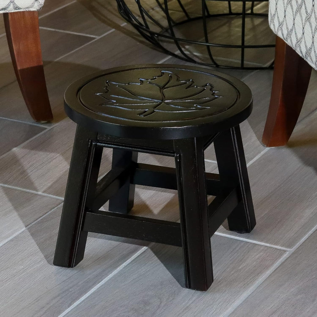 Espresso Carved Wooden Step Stool F56326