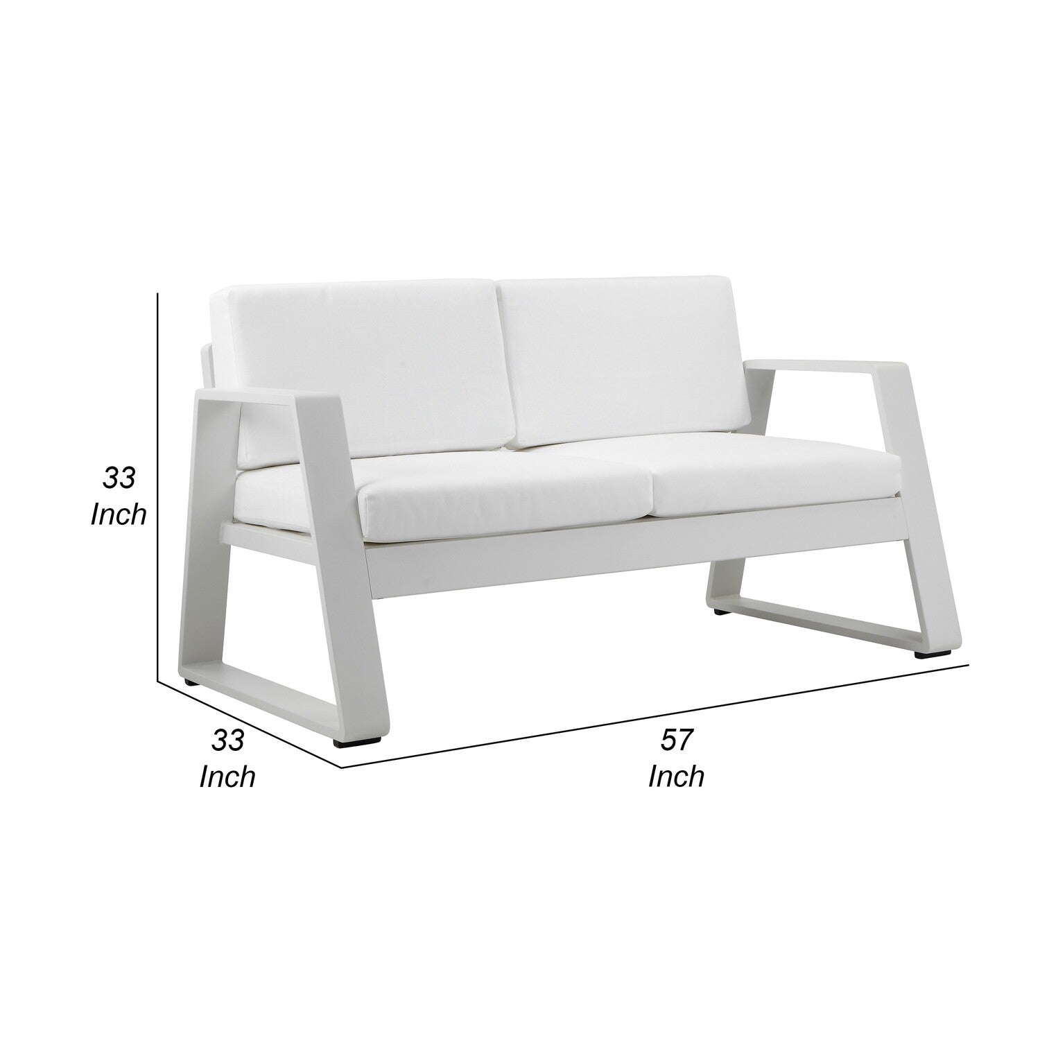 White Aluminum Outdoor Sofa with Fabric Cushions P1453
