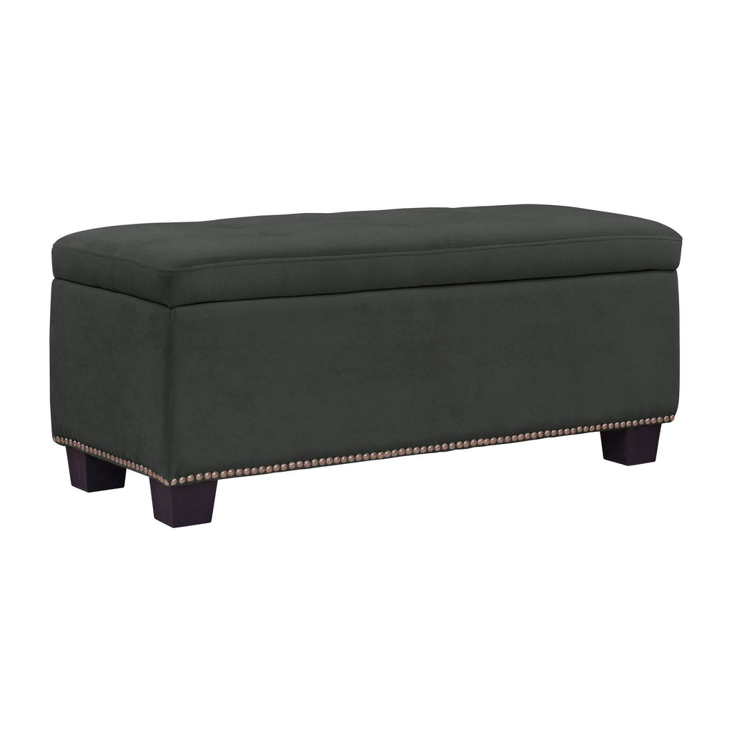 Tufted Storage Ottoman Velvet Gray L4944