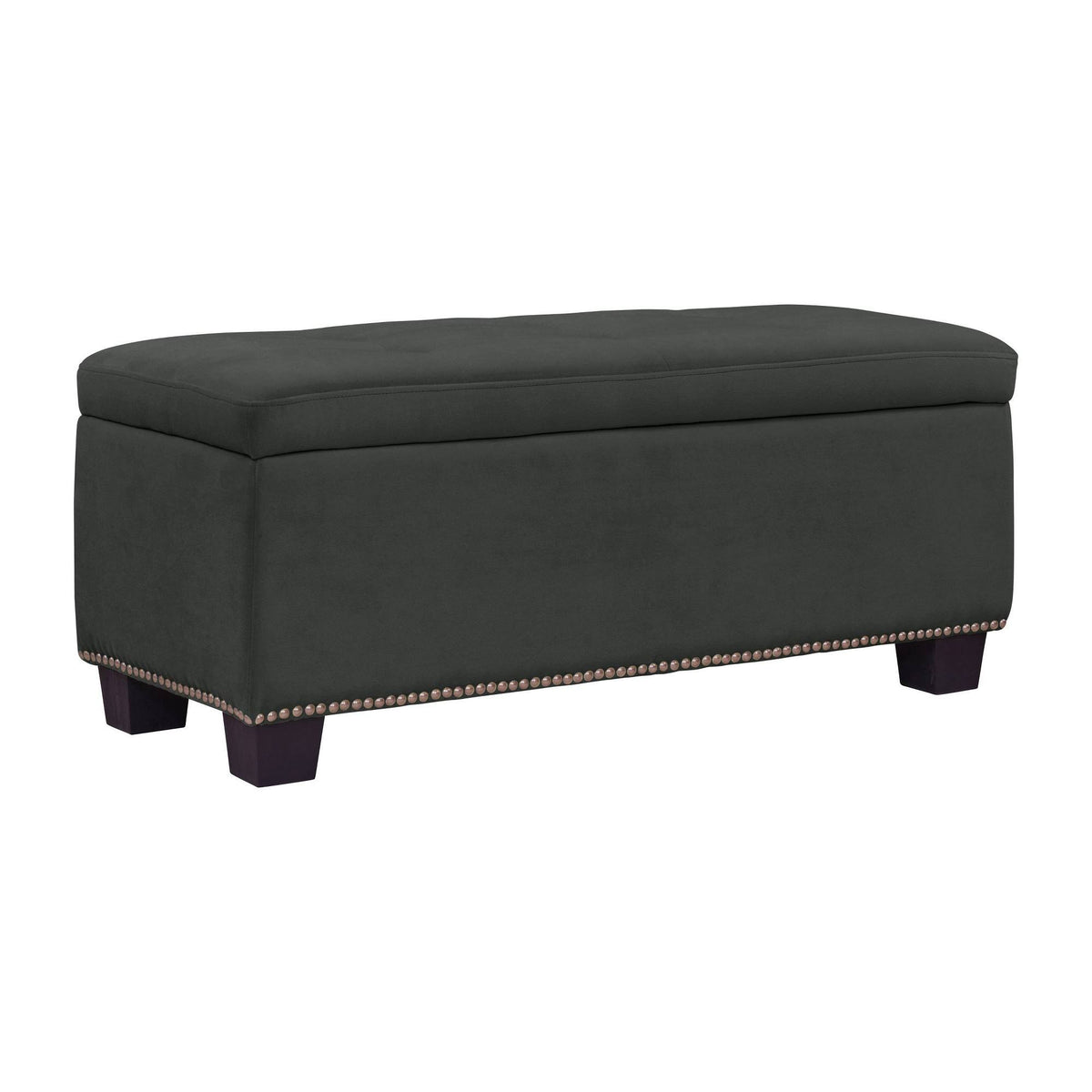 Tufted Storage Ottoman Velvet Gray L4944