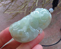 Green Hand Carved Natural Jade Zodiac Ox Pendant Necklace U786226