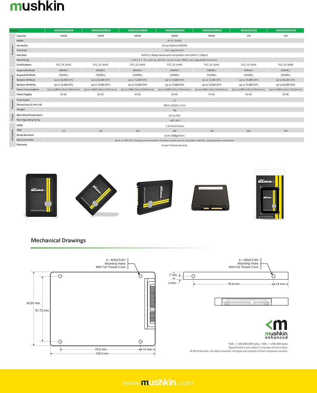 2TB 2.5 Inch SATA III Internal Solid State Drive X1134