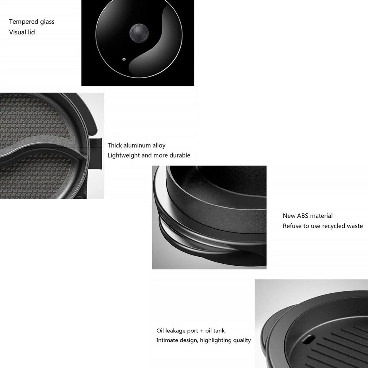 2 in 1 Portable Electric Hot Pot Barbecue Grill Non-Stick Pan K8234