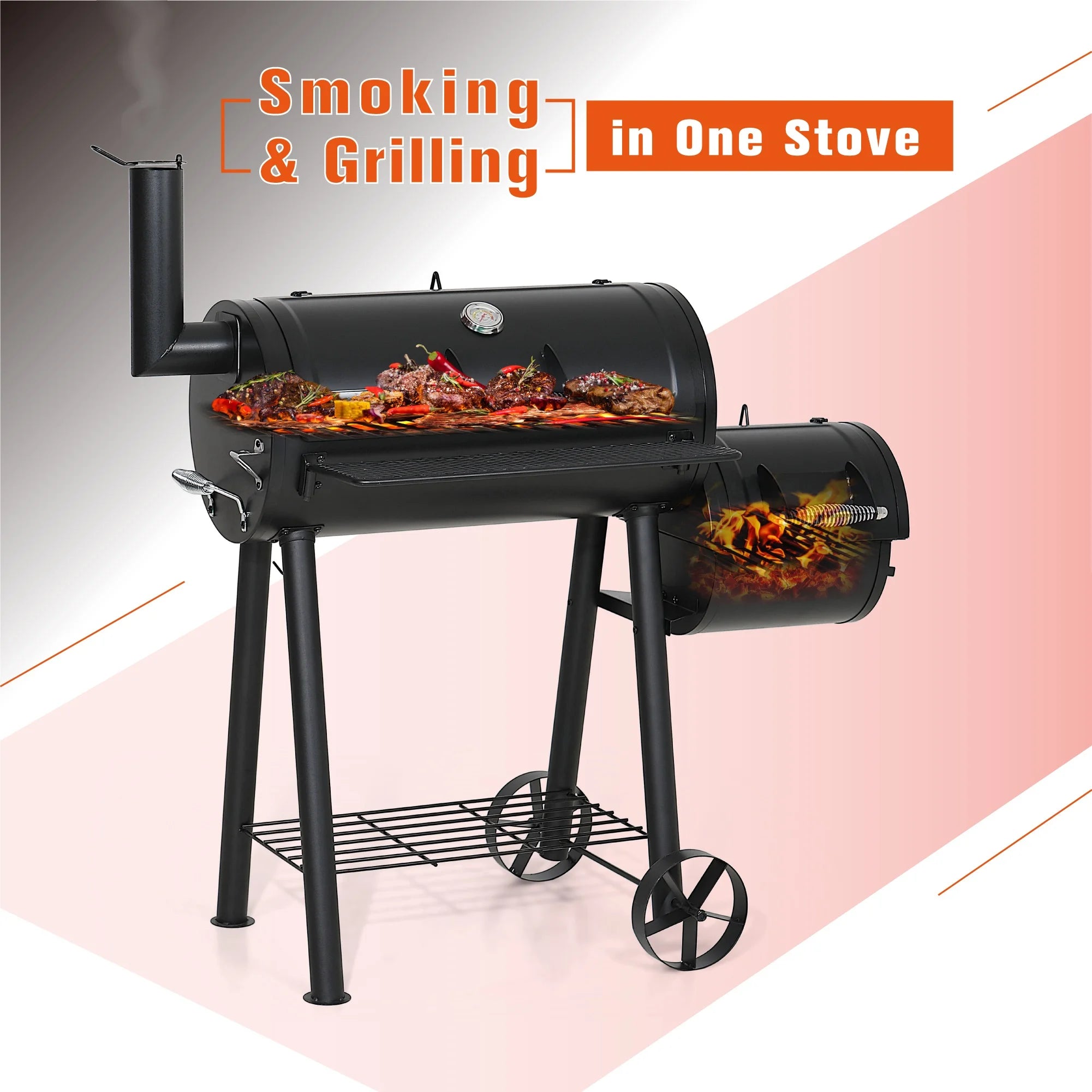 Charcoal Grill with Offset Smoker F88528