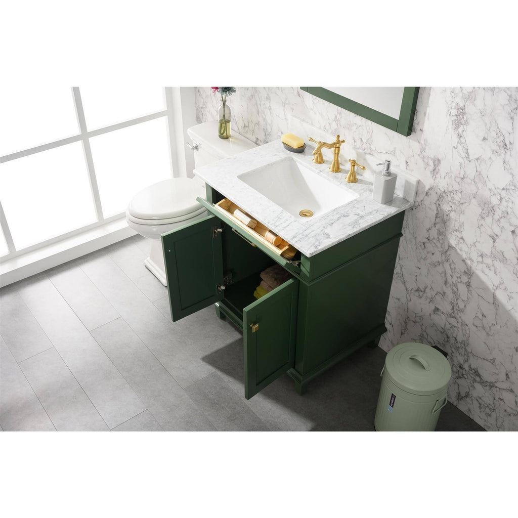 30x22 Green Finish Sink Vanity Cabinet with White Top I301514