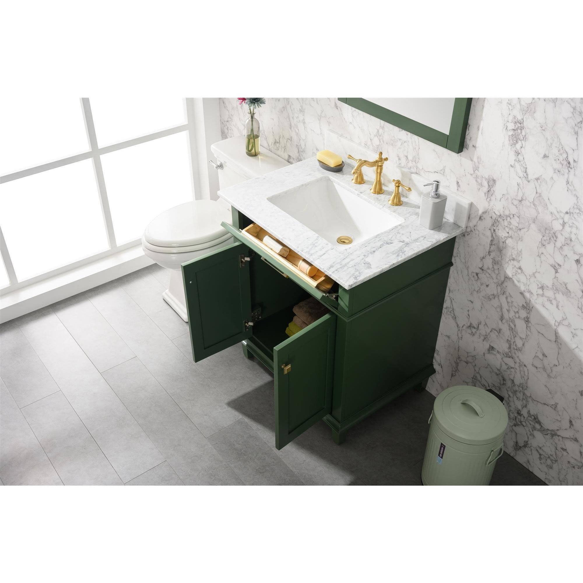 30x22 Green Finish Sink Vanity Cabinet with White Top I301514