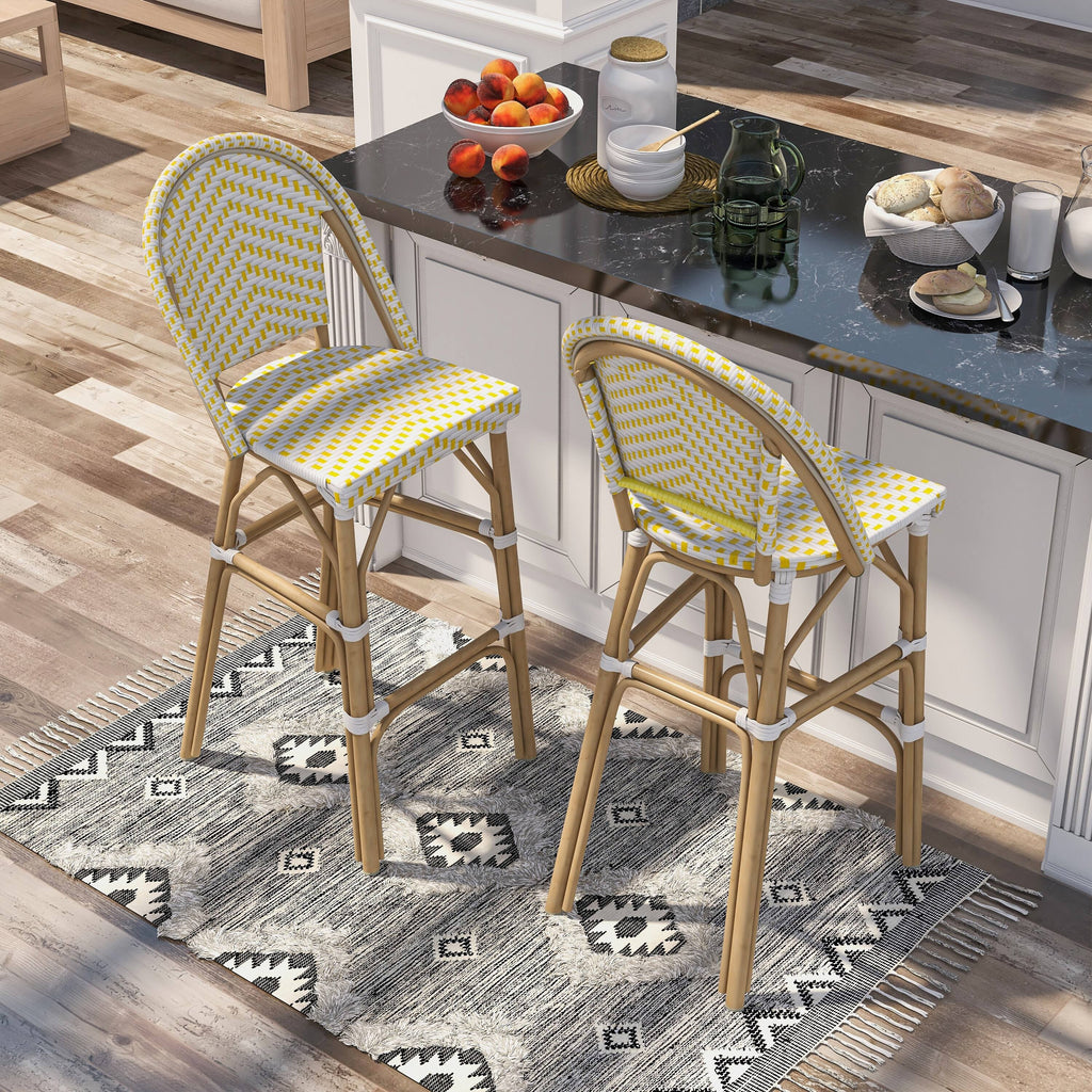 Natural Tone Patio Bar Chairs (Set of 2) Q21302