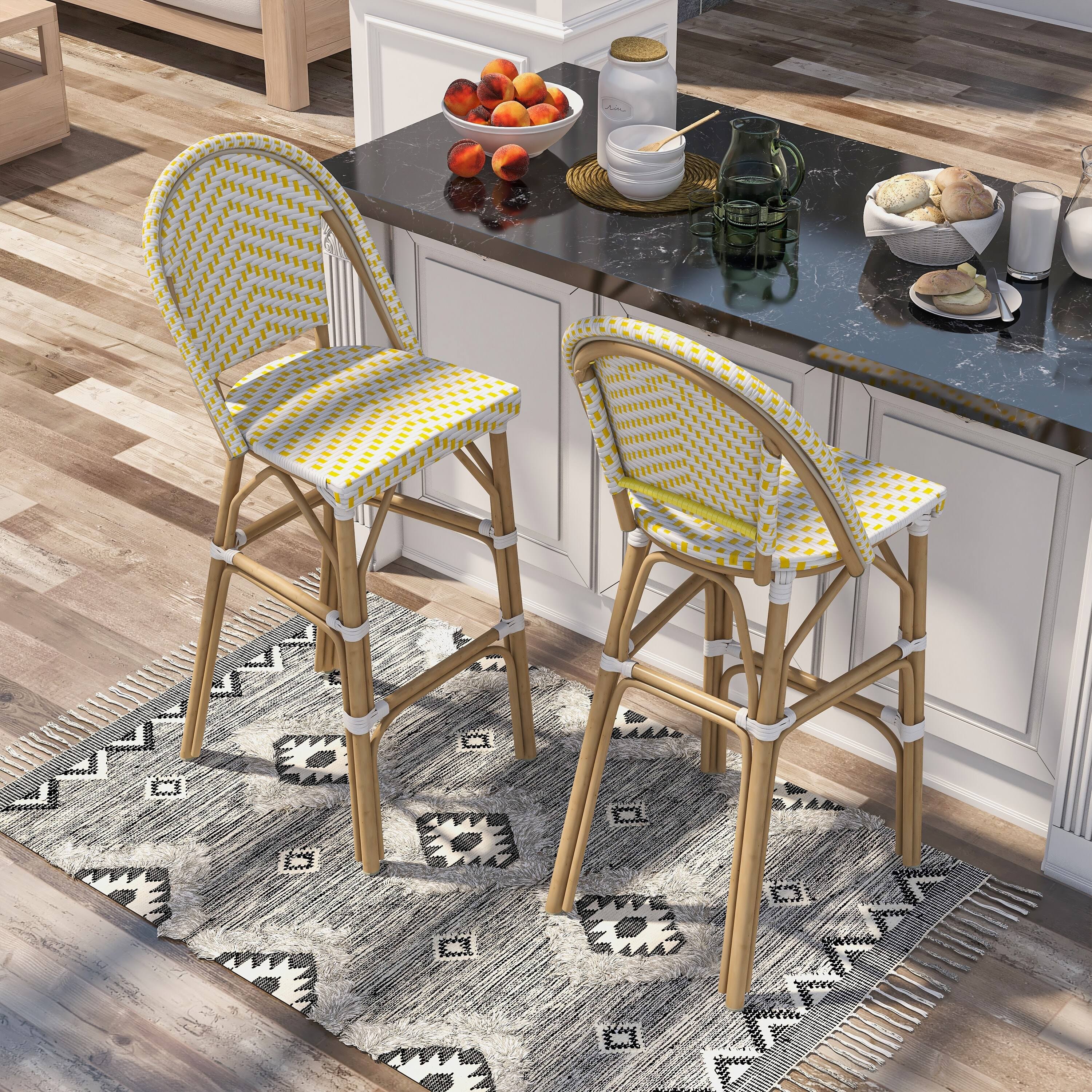 Natural Tone Patio Bar Chairs (Set of 2) Q21302