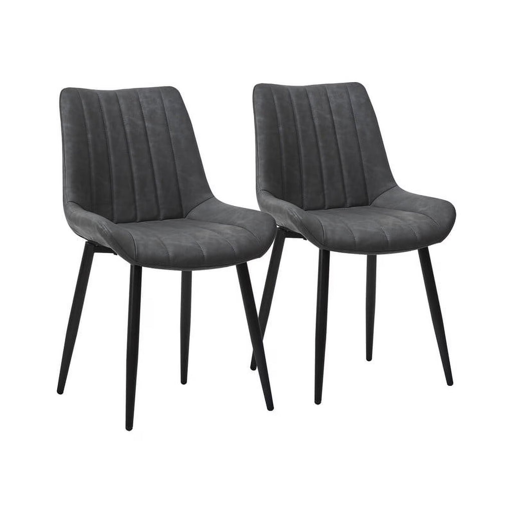 Gray Faux Leather Armless Dining Chairs Set of 2 C646336