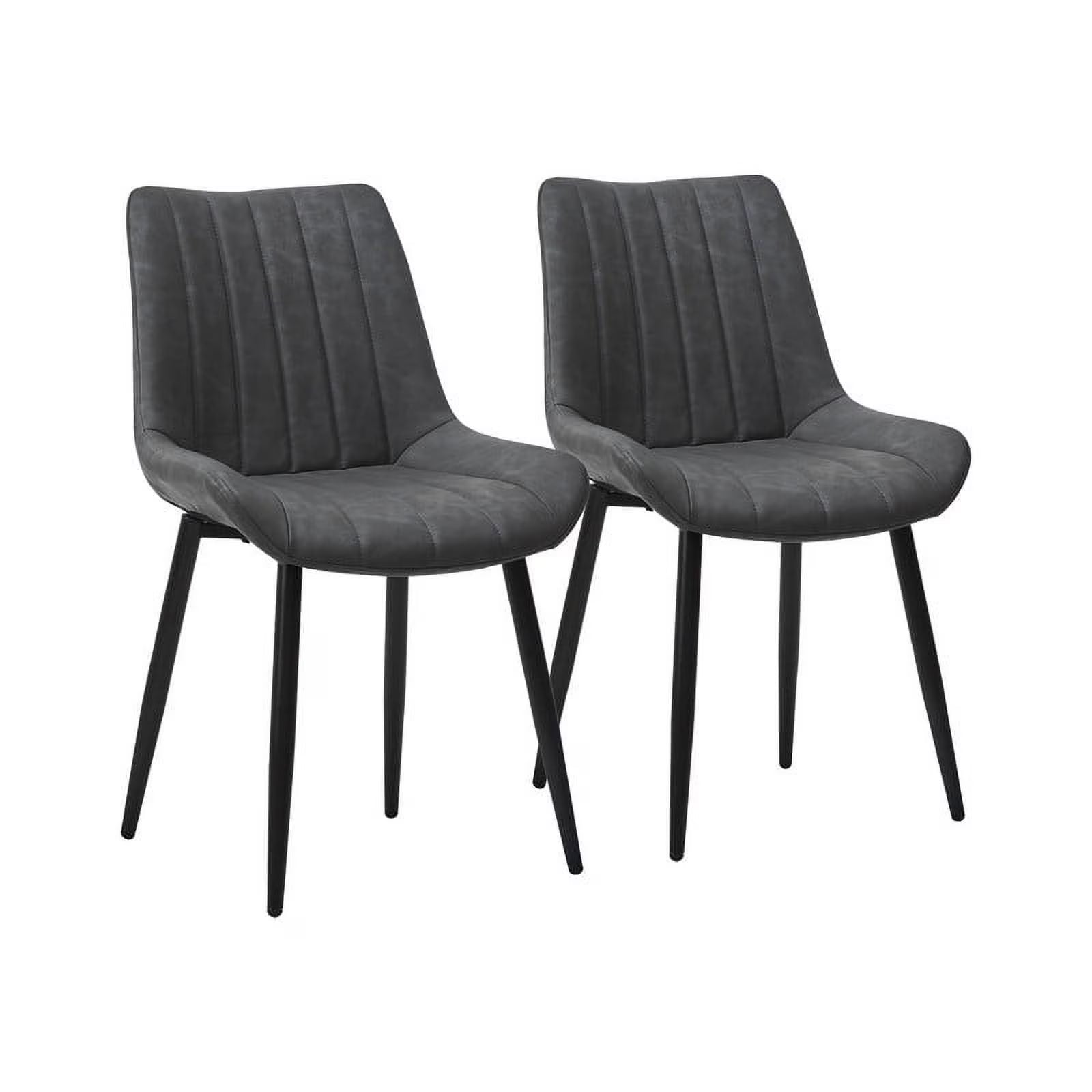 Gray Faux Leather Armless Dining Chairs Set of 2 C646336