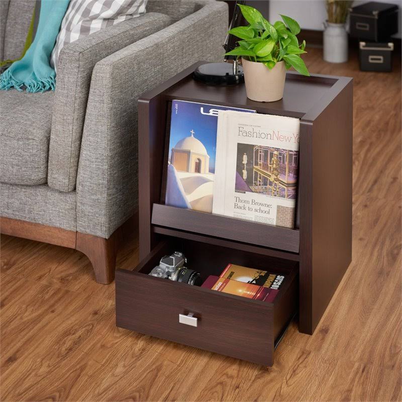 Walnut Open Shelf End Table Q68391