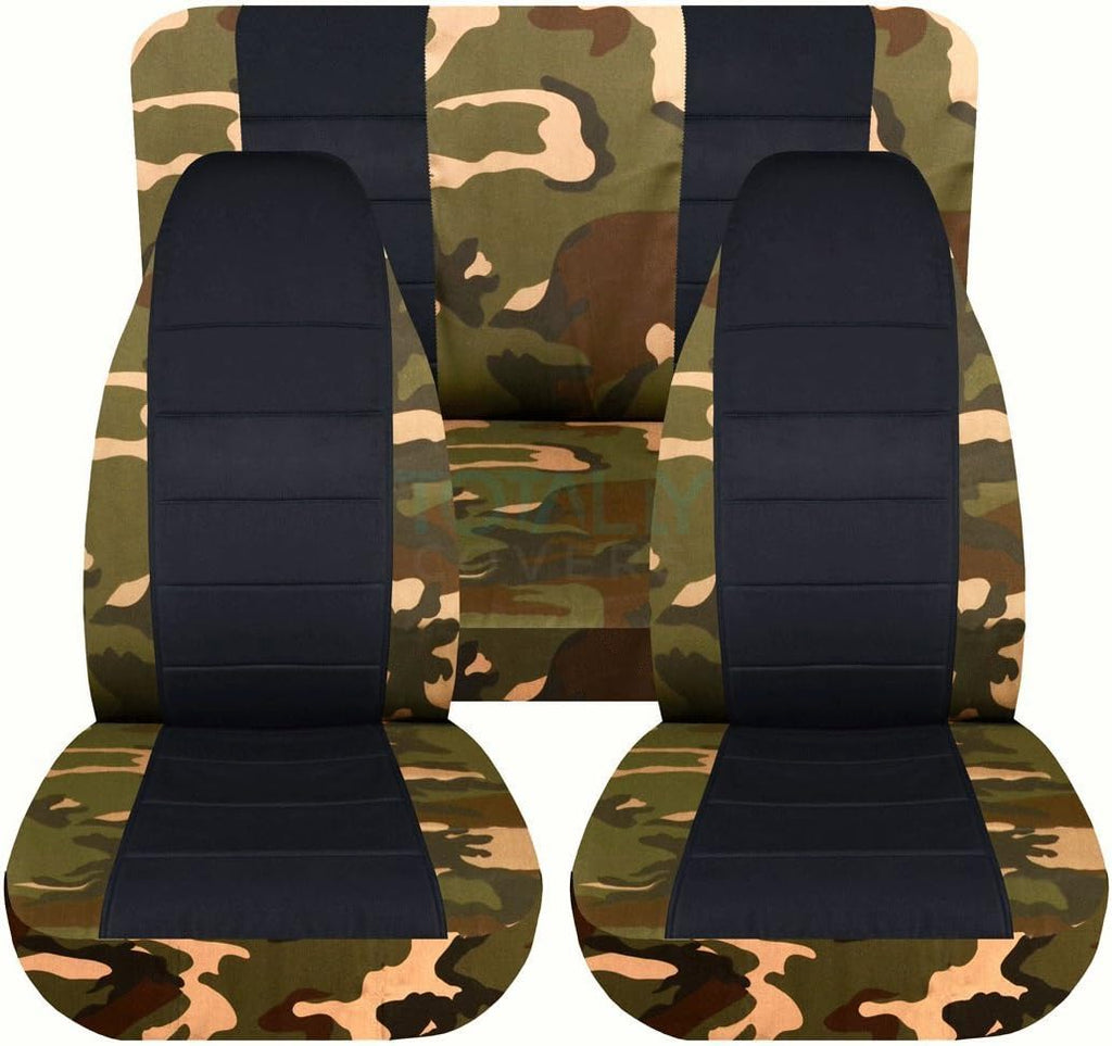 Camo & Black Seat Covers Full Set Front Rear 2-Door D271
