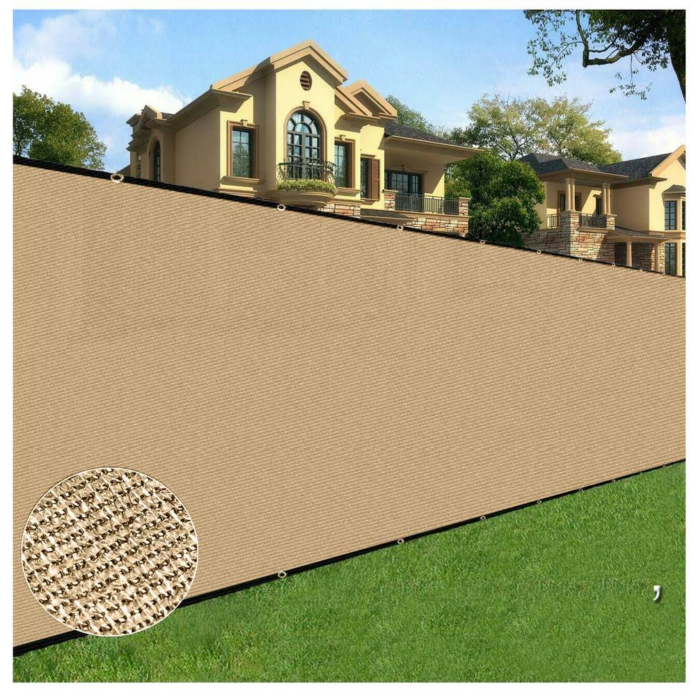 Beige Privacy Fence Netting with Woven Eyelets S859