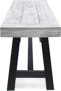 Light Grey Acacia Wood Dining Bench with Black Metal Frame L280