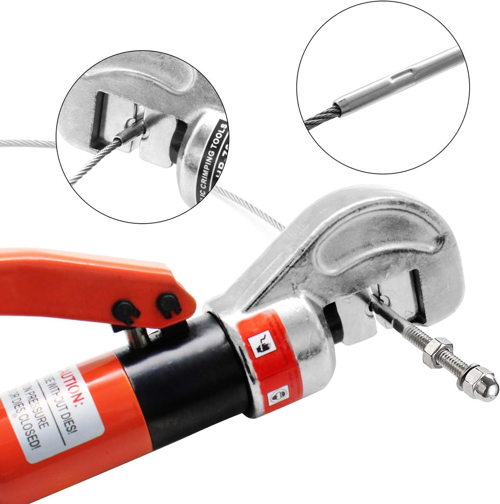 10 Ton Hydraulic Cable Crimper Hand Tool with 9 Dies and Cable Cutter N921016