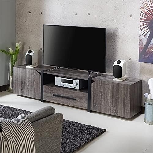 Rustic Wood 81.5-Inch TV Stand in Distressed Gray I5086