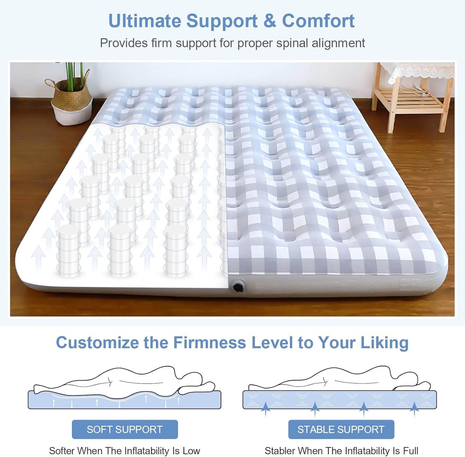 Queen Air Mattress with Flocked Top Waterproof Cover Repair Kit B608916