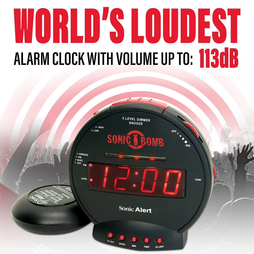 Black Dual Extra Loud Alarm Clock with Bed Shaker Y6038