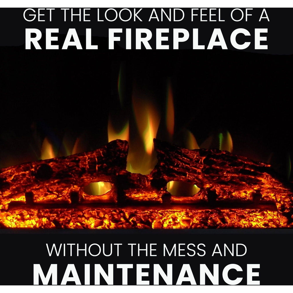 Slate Blue Electric Fireplace Mantel with Deep Log Insert F2977