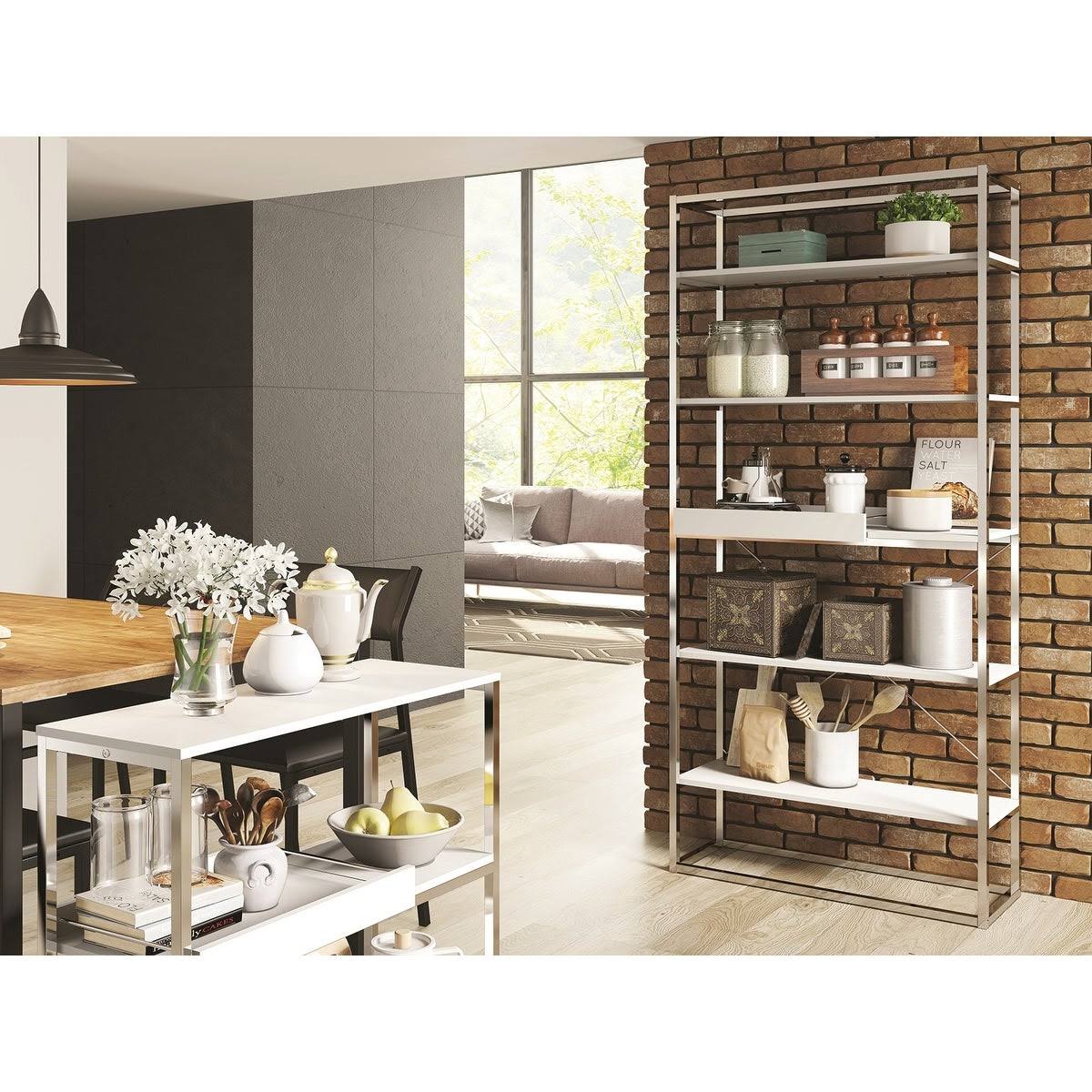 Oak Melamine and Black Painted Metal Bookcase C9224