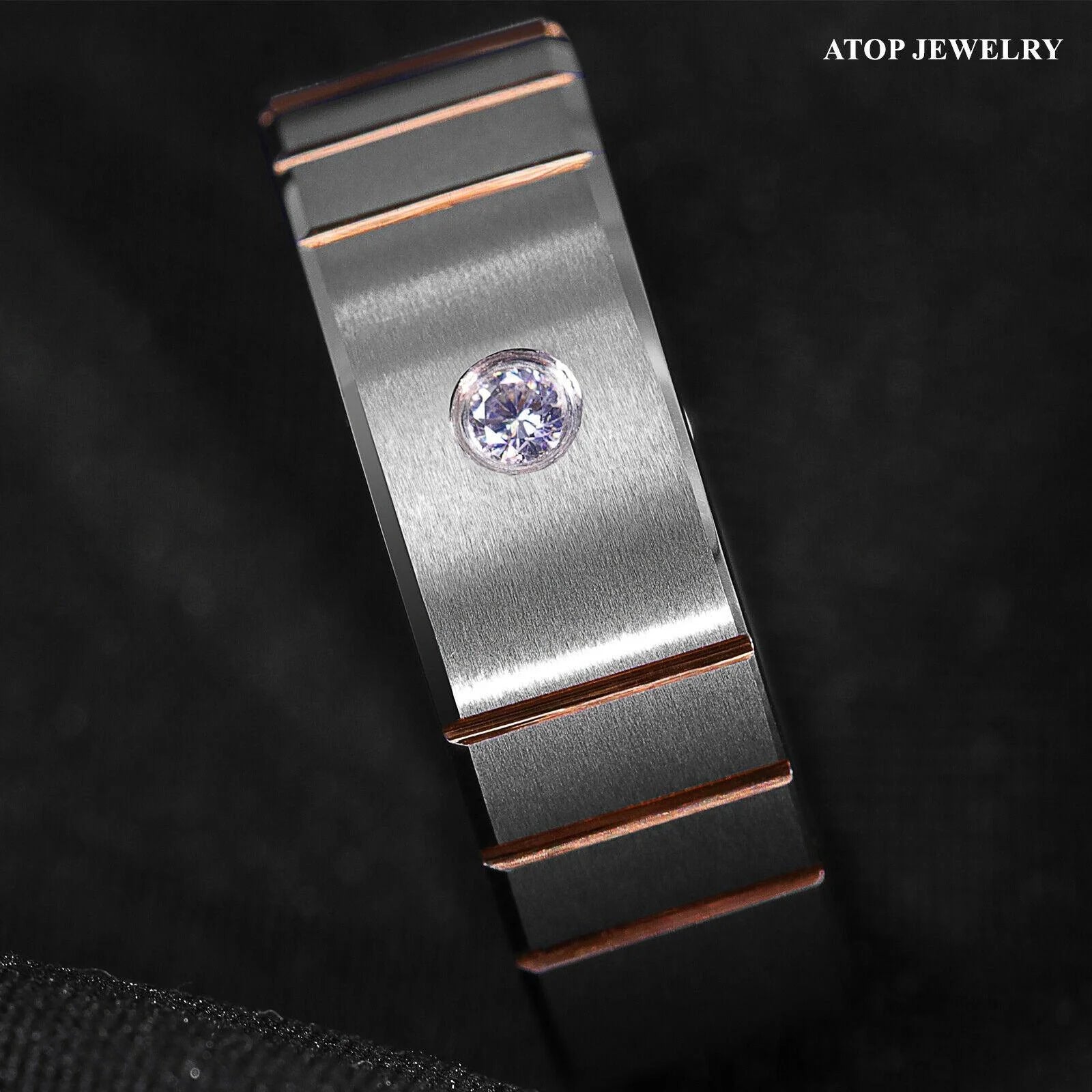 6mm Brushed Silver Rose Gold Tungsten Rings K524