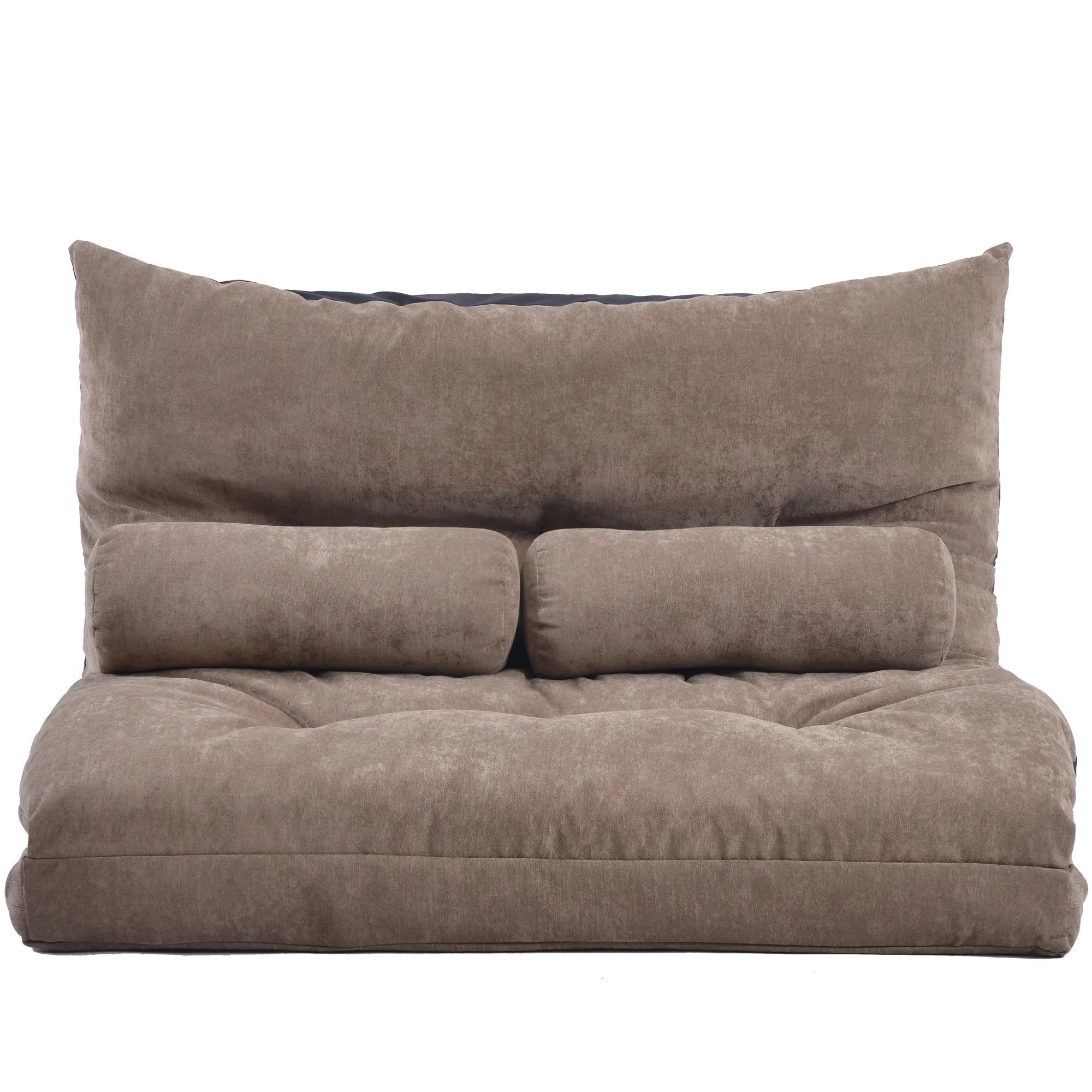 Light Brown Sofa Bed Folding Futon with Two Pillows K655