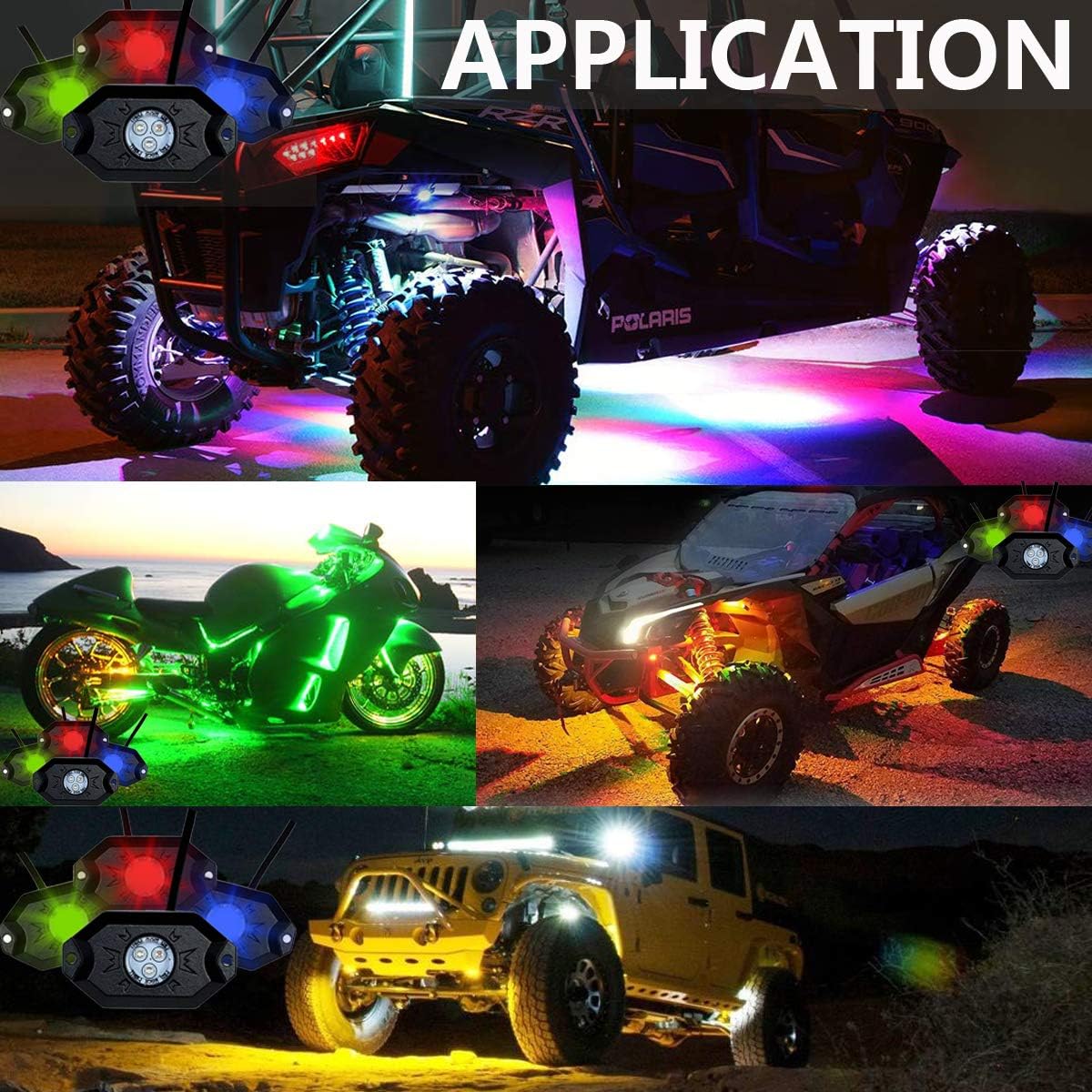 RGB LED Rock Light Kit with Bluetooth Remote Control H193