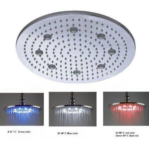 16 inch Ceiling Mount Rainfall LED Shower Head Stainless Steel H4281