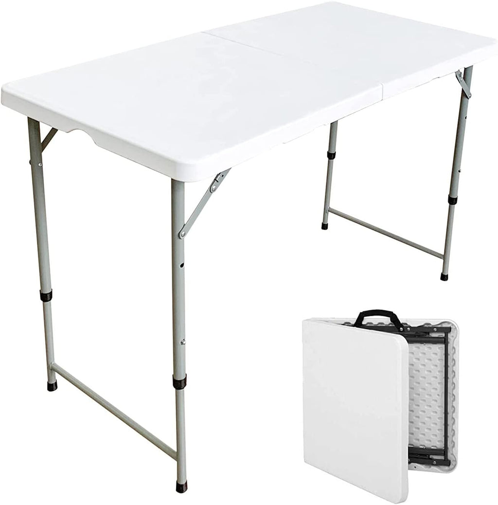 White Folding Plastic Dining Table with Handle S756155