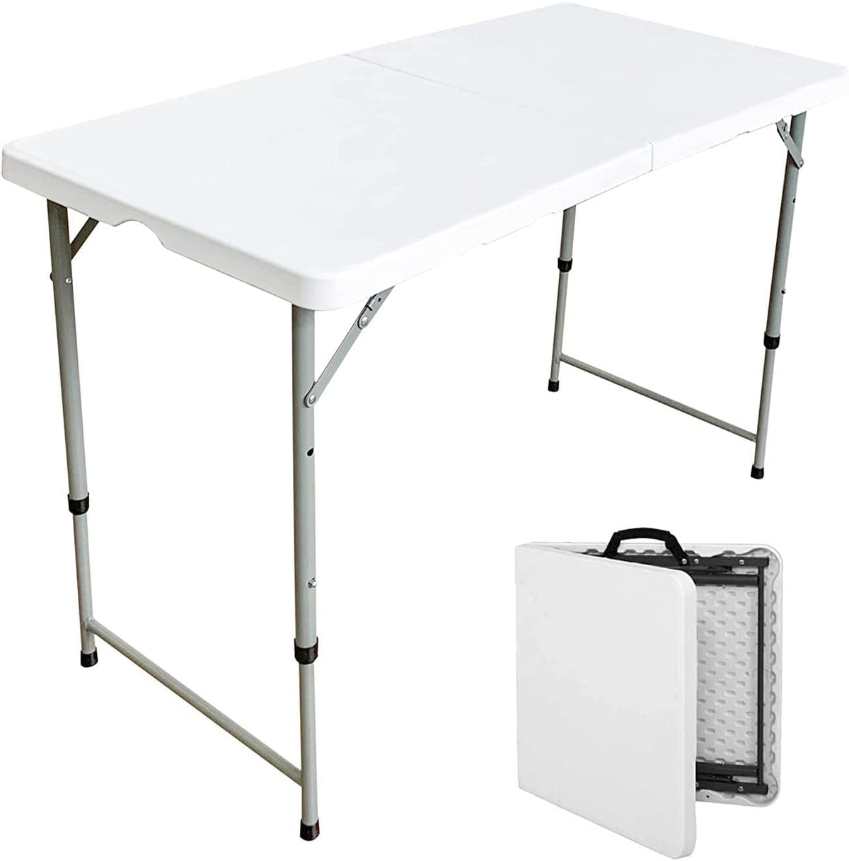 White Folding Plastic Dining Table with Handle S756155