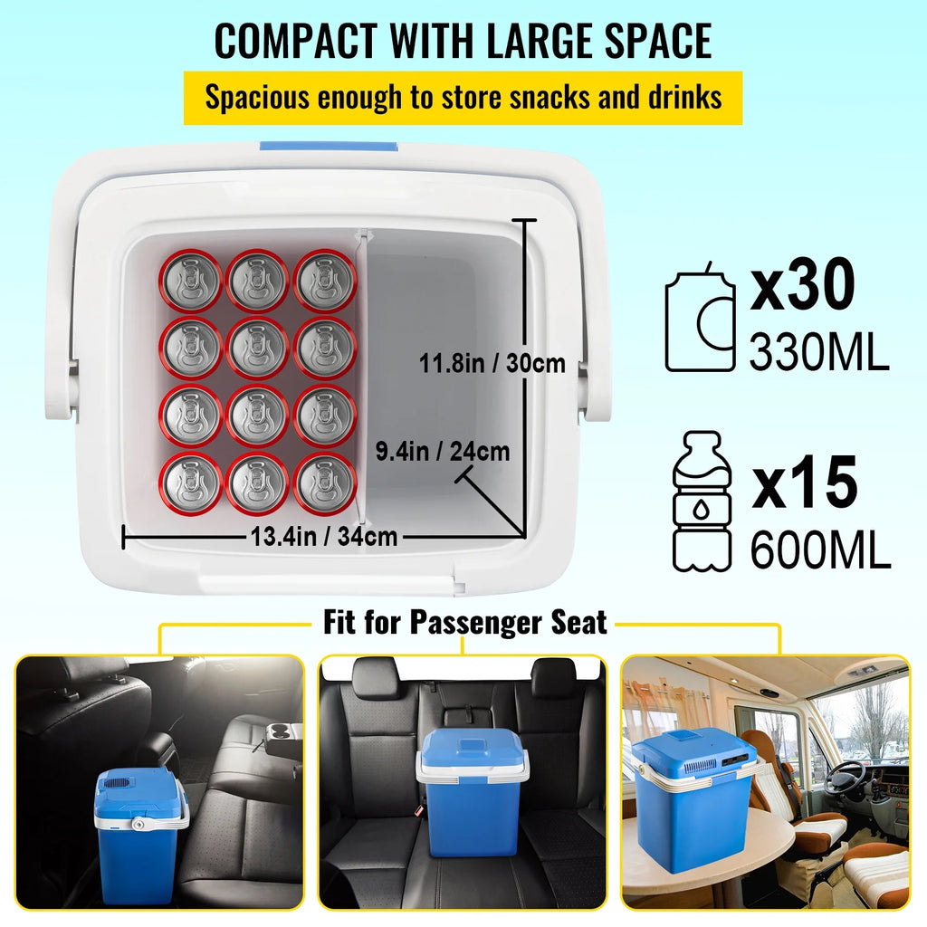 Portable Car Fridge 25L/28Qt with 110V AC Home Power Cord & 12V Car Adapter E141239