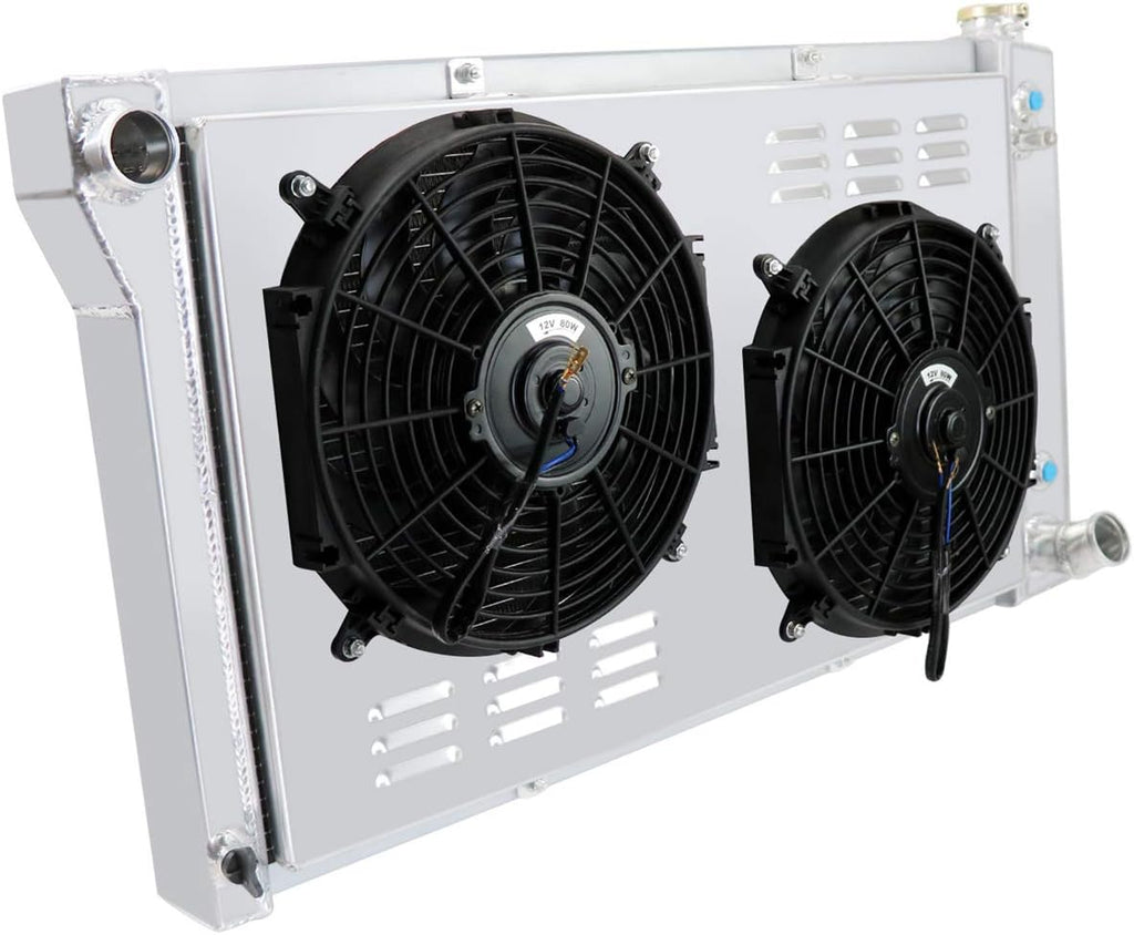 52MM 3 Row Aluminum Radiator with 2X12" Fan and Louver Shroud B64717