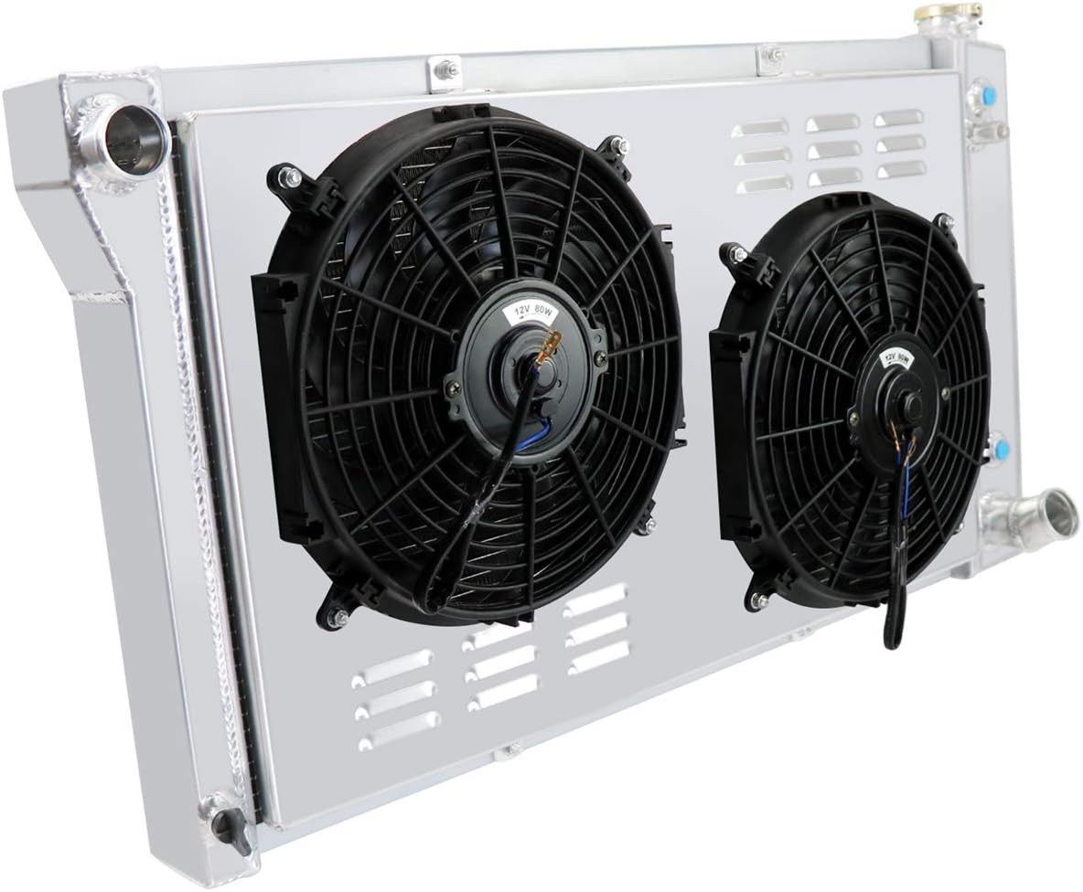 52MM 3 Row Aluminum Radiator with 2X12" Fan and Louver Shroud B64717