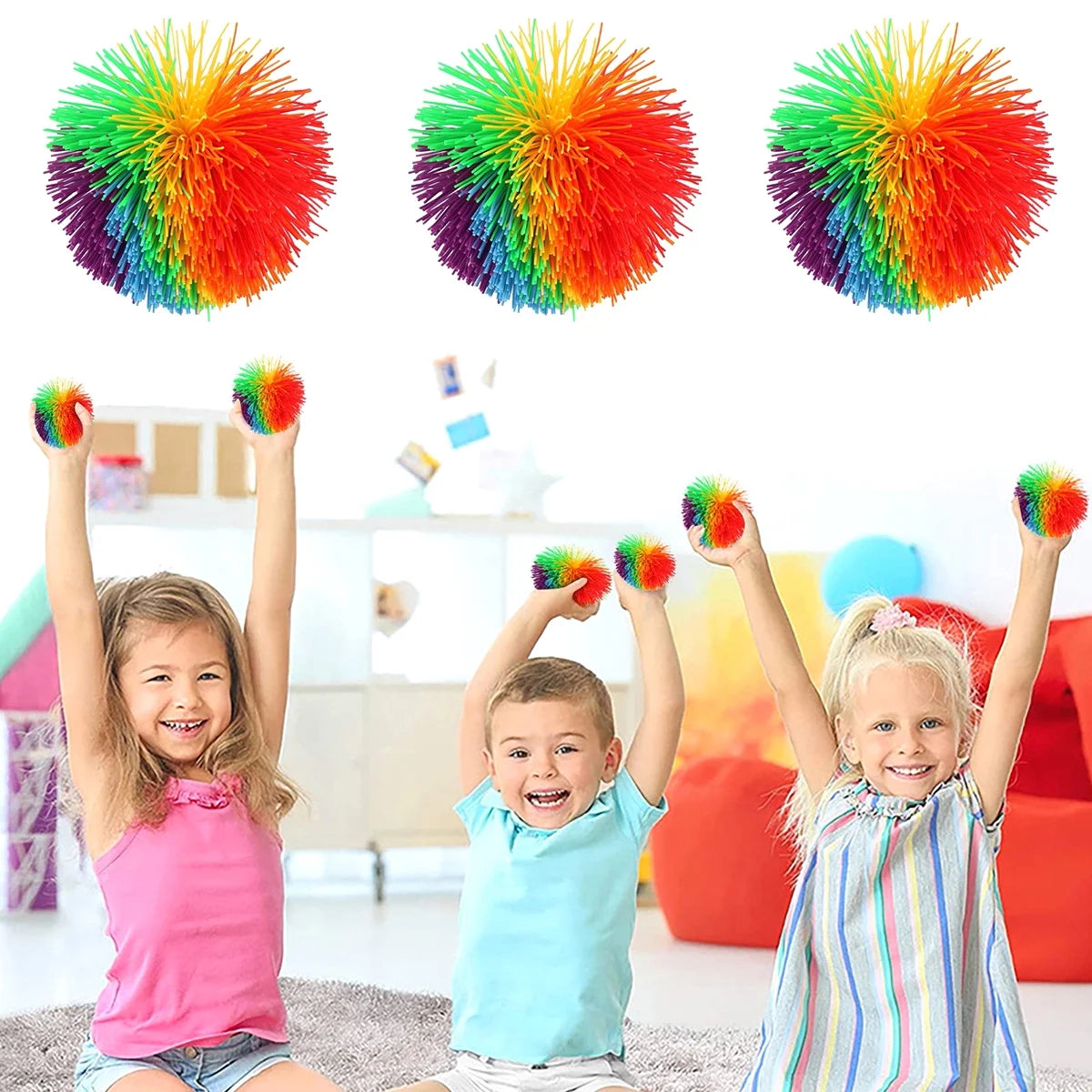 12pcs Silicone Sensory Rainbow Balls Z15899