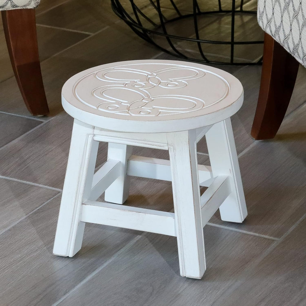 Espresso Carved Wooden Step Stool F56326