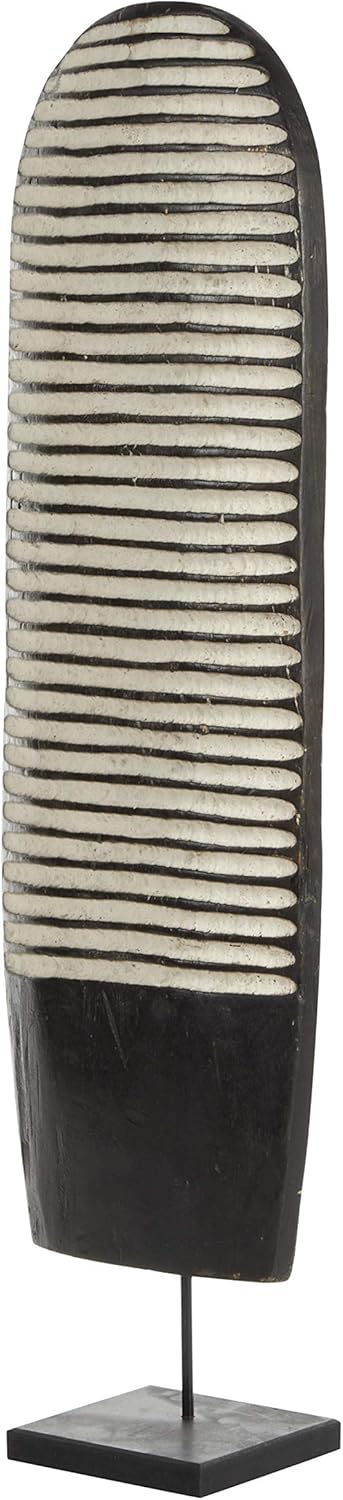 Hand-Carved Oval Wood Tikar Shield on Stand H63143