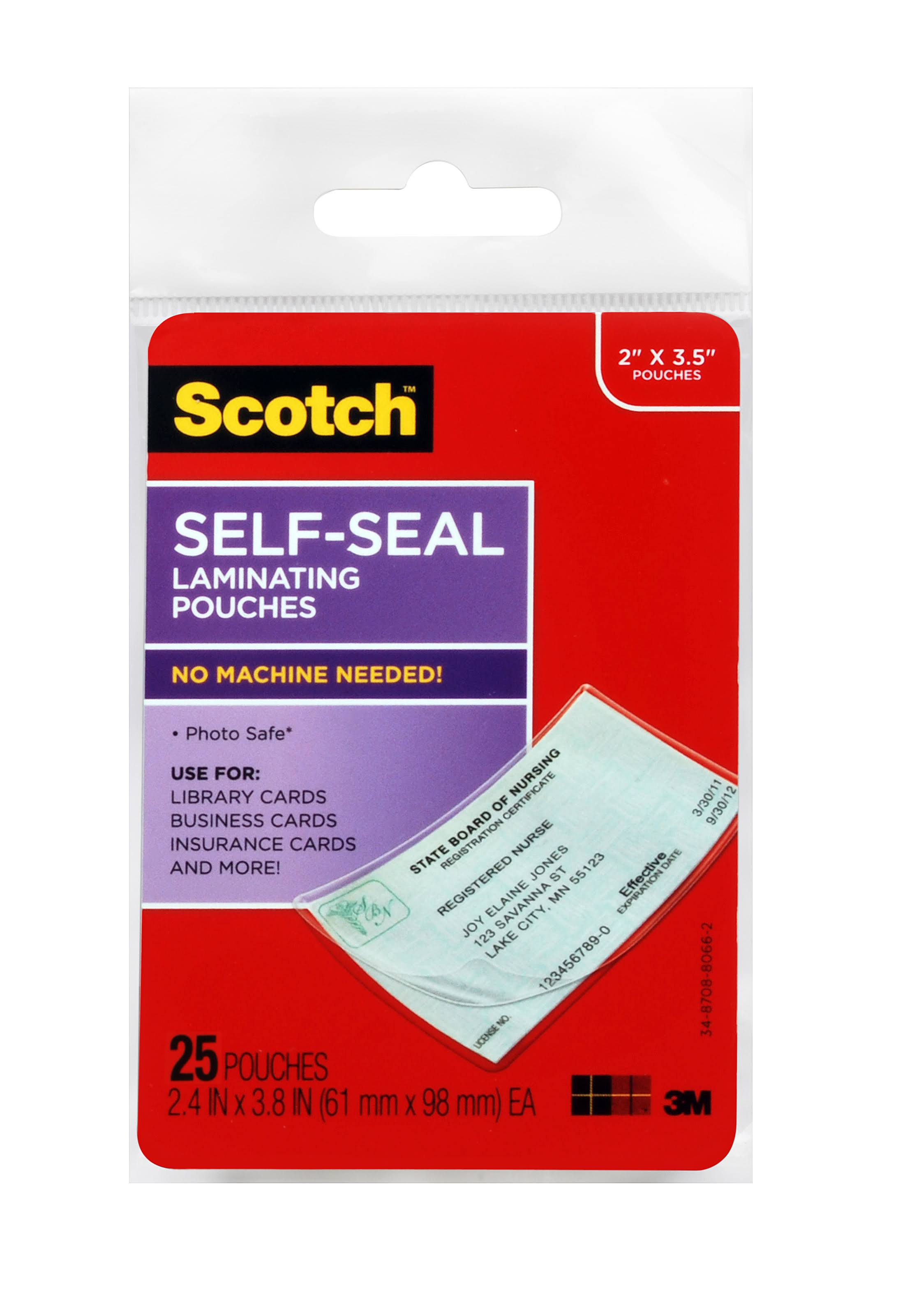 Self-Sealing Laminating Business Card Pouches Q396