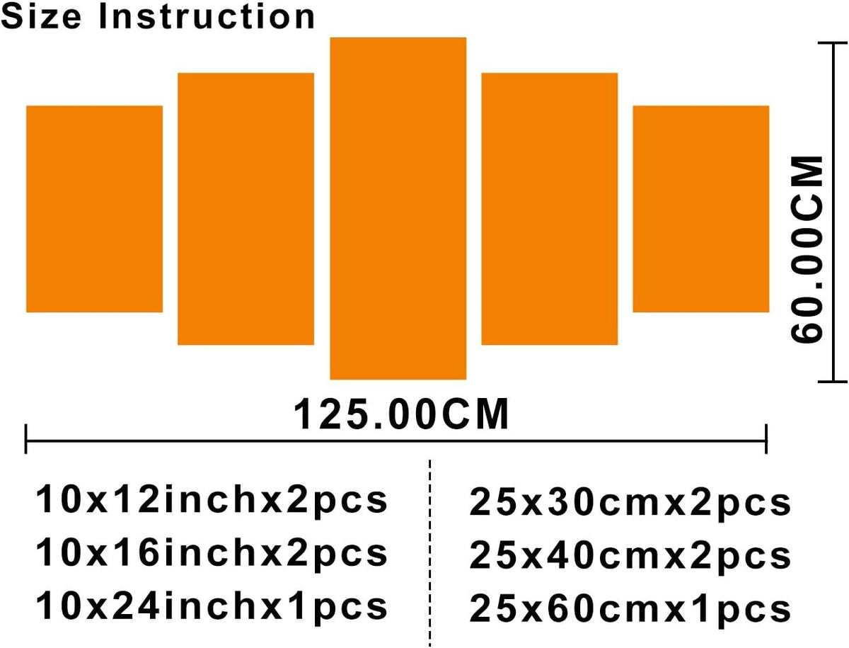 Canvas Wall Art 5 Piece Abstract Pictures Wooden Frame Ready to Hang D662
