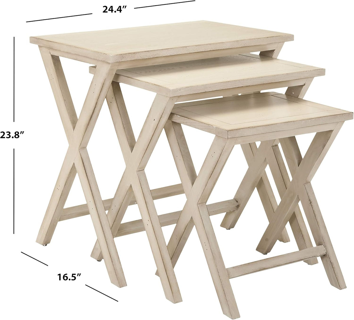 Antiqued White Stacking Tray Tables J300