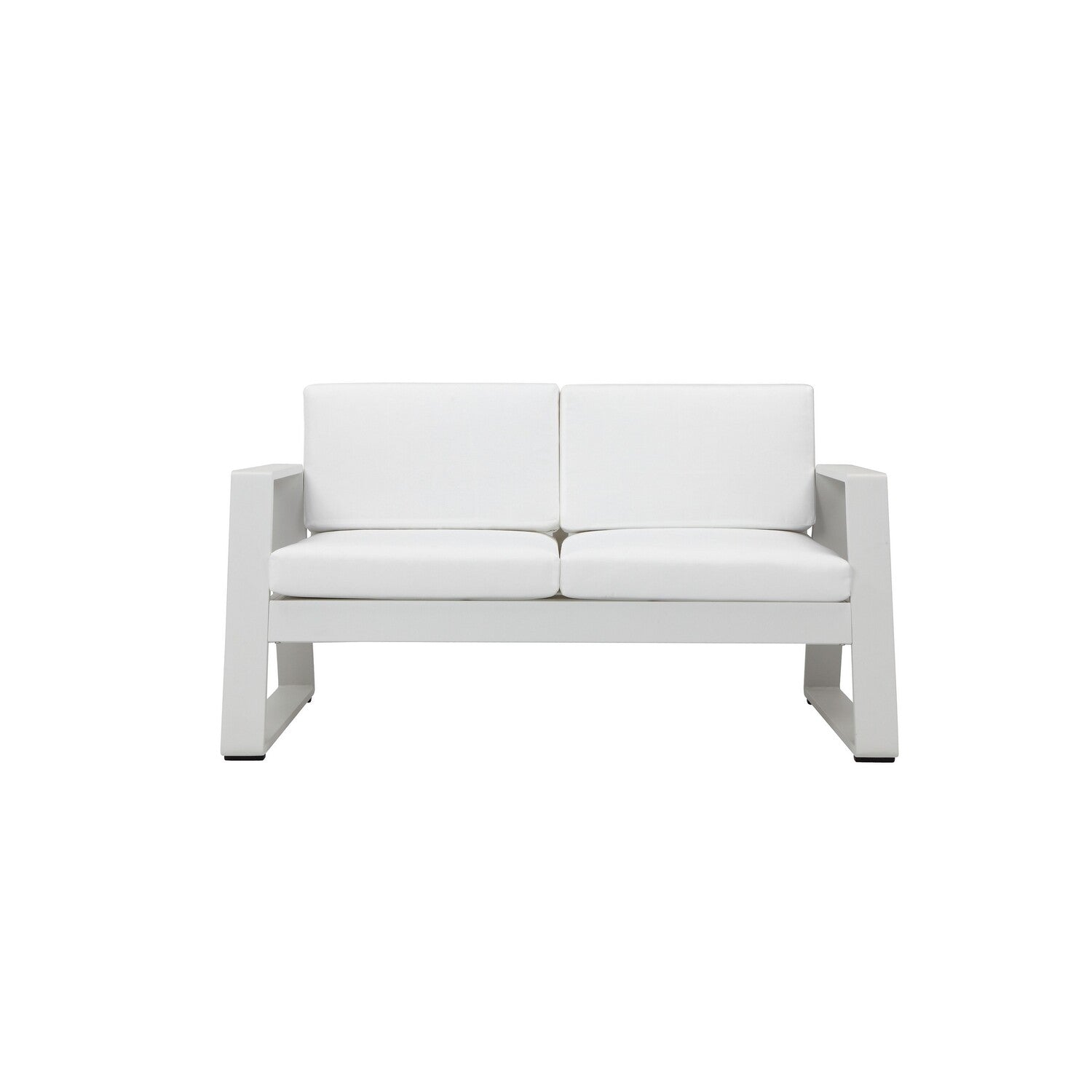 White Aluminum Outdoor Sofa with Fabric Cushions P1453