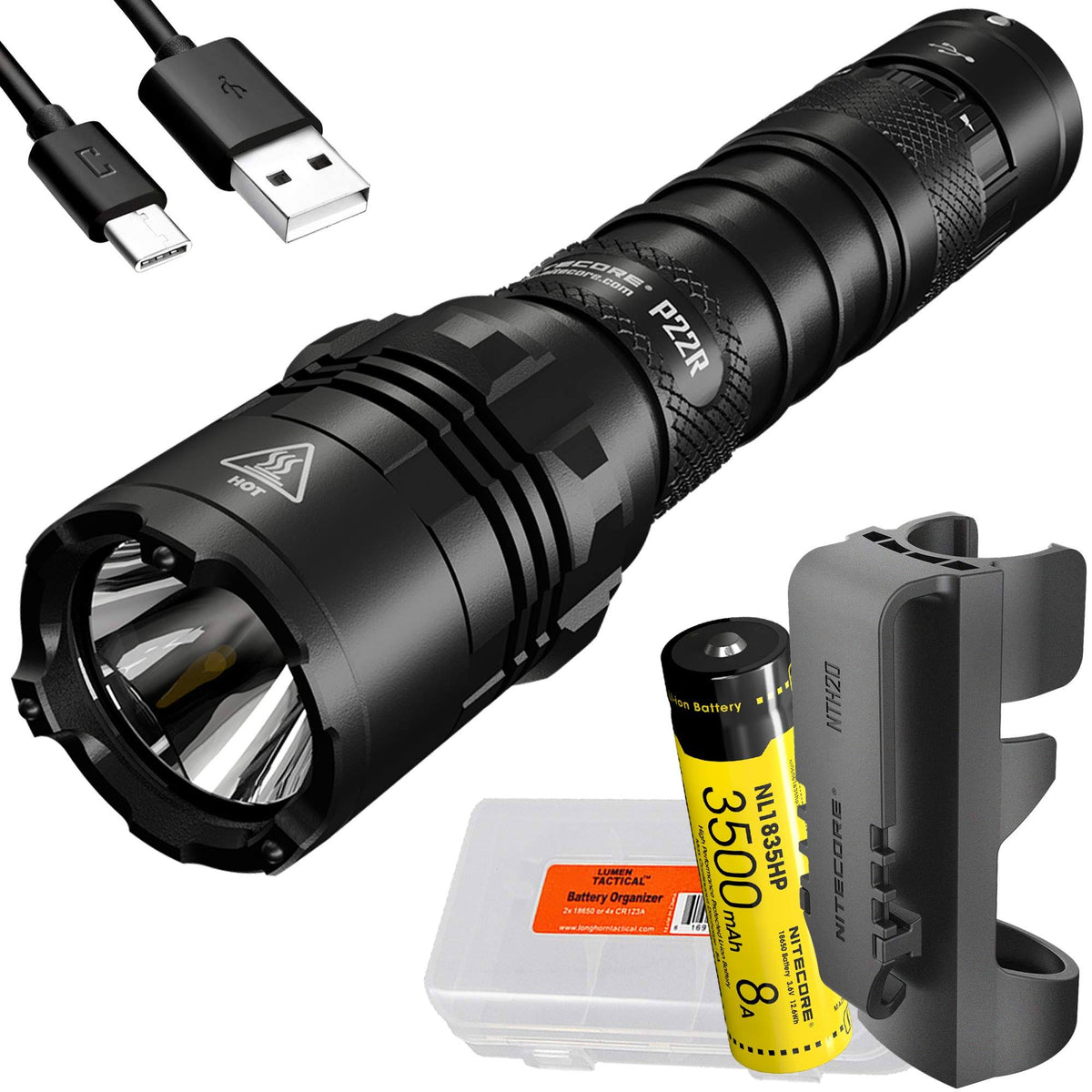 Black USB-C Rechargeable Tactical Flashlight H47051