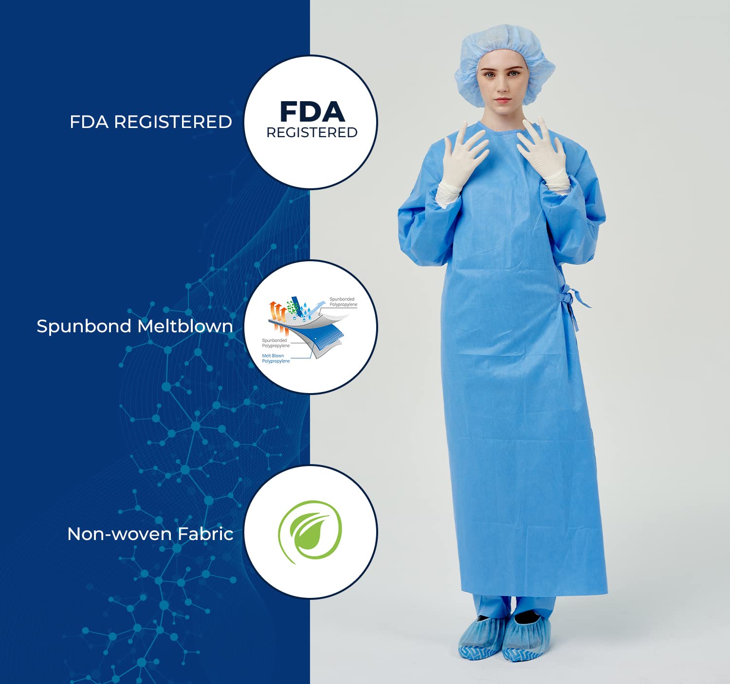 Disposable Non-Surgical Gowns, Non-Woven, Latex Free 10EA (XL) Pack of 2 K44858